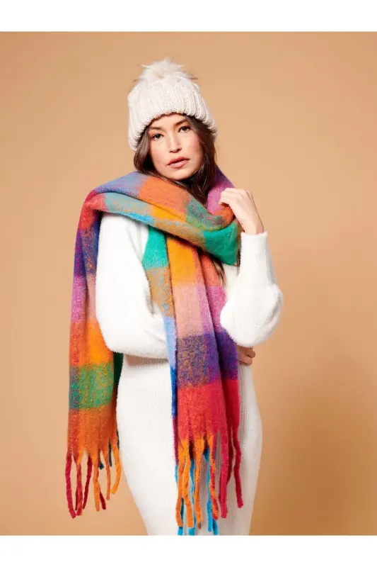 Unisex Premium Yumshoq Buklet Sharf - Rangli 2 - 2