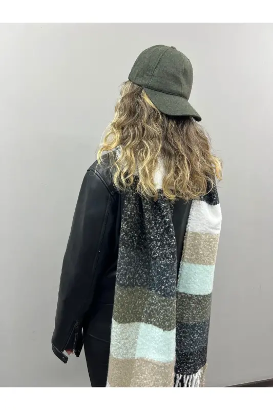 Unisex Premium Yumshoq Buklet Sharf - Xaki yalpiz - 1