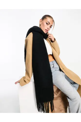 Unisex Premium Soft Buklet Atkı - Siyah 