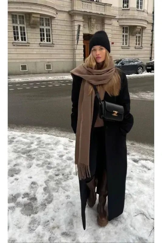 Unisex Premium Soft Buklet Atkı-Kahverengi - 1