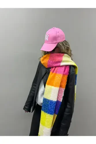 Unisex Premium Soft Buklet Atkı-Gökkuşağı - 1