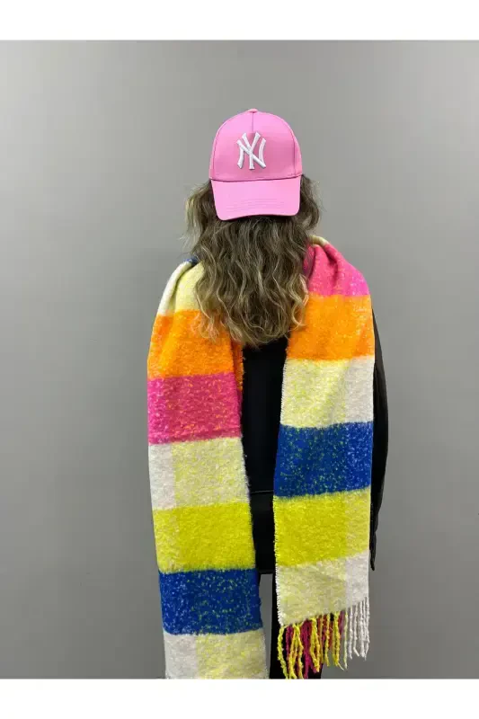 Unisex Premium Soft Buklet Atkı-Gökkuşağı - 5