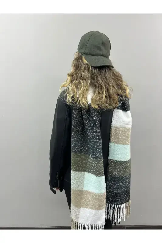 Unisex Premium Soft Buklet Atkı-Haki Mint - 2