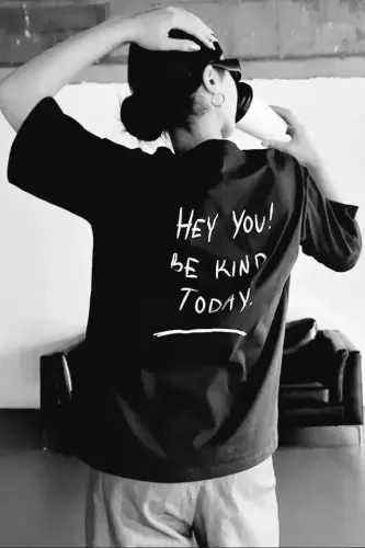 Unisex Printed Oversize T-Shirt - Black - 3