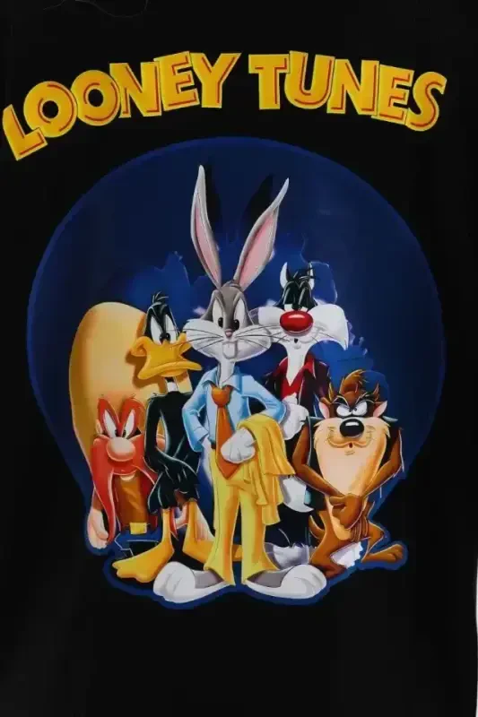 Unisex Printed Oversize T-Shirt - Black - 3