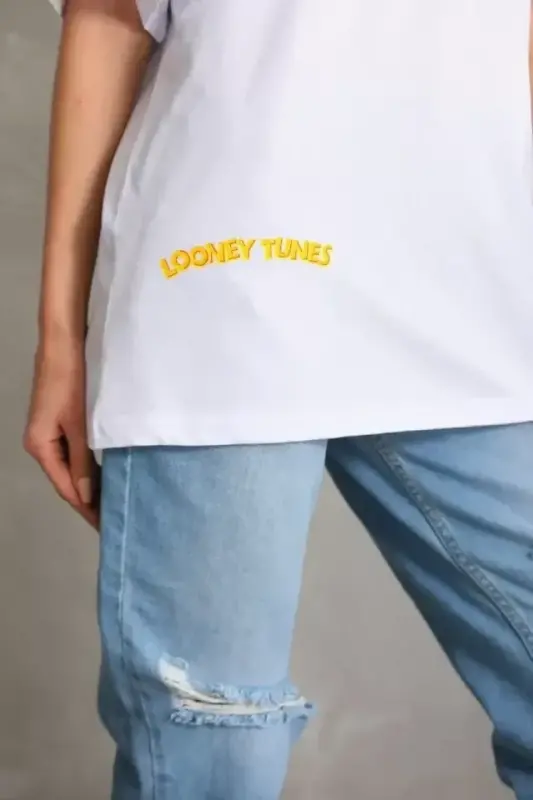 Unisex Printed Oversize T-Shirt - White - 3