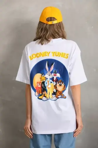 Unisex Printed Oversize T-Shirt - White - 4