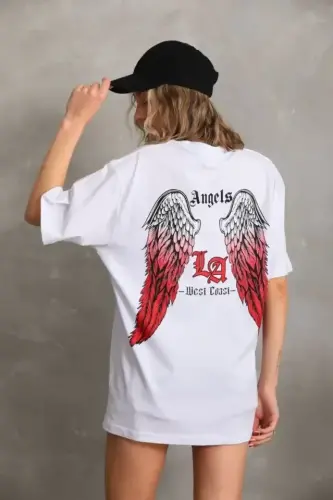 Unisex Printed Oversize T-Shirt - White - BÜYÜKBEDENIZ (1)