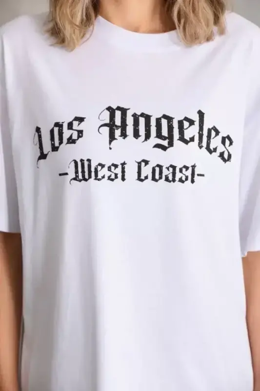 Unisex Printed Oversize T-Shirt - White - 3