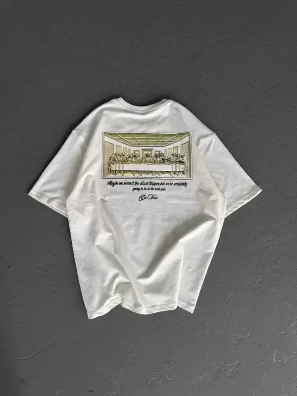 Unisex Printed Oversize T-Shirt - White - 3