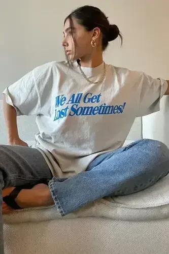 Unisex Printed Oversize T-Shirt - White - 3