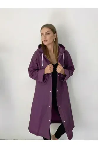 Unisex Purple Eva Fabric Waterproof Windproof Raincoat-Purple - 1