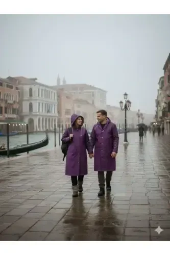 Unisex Purple Eva Fabric Waterproof Windproof Raincoat-Purple - İMEXTECH (1)