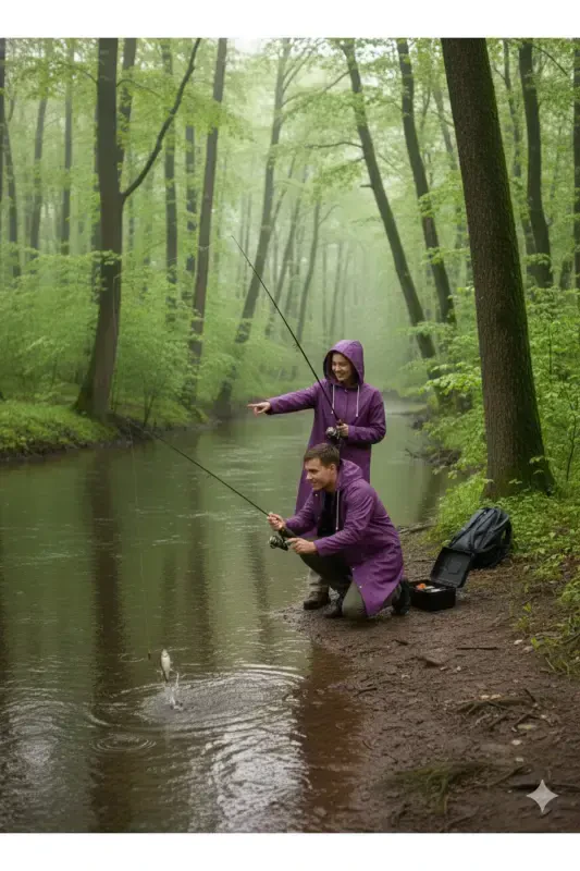 Unisex Purple Eva Fabric Waterproof Windproof Raincoat-Purple - 4