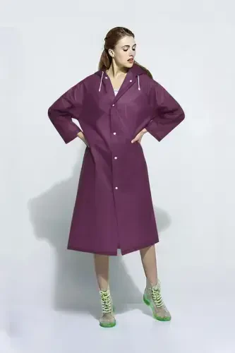 Unisex Purple Eva Fabric Waterproof Windproof Raincoat-Purple - 7
