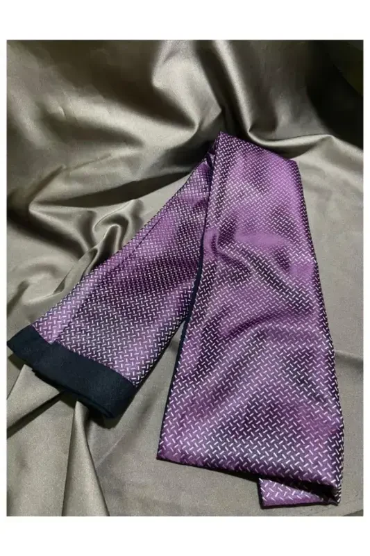 Unisex Purple White Line Phosphor Satin Thin Cashmere Texture Soft Winter New Generation Scarf Shawl-gift-purple - 5