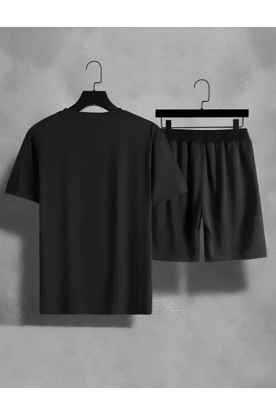 Unisex Pushti Yurak Bosib Chiqarilgan Oversize Bo'sh Ko'rinishli Futbolka Short bilan - Ikki Qismli To'plam - FECCY (1)