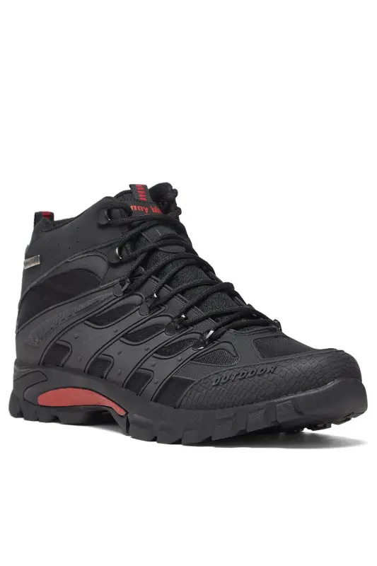 Unisex Qizil Qora Qulay Qolip Suv O'tkazmaydigan Xususiyatli Bog'ichli Unisex Bot - Qizil Qora - 1