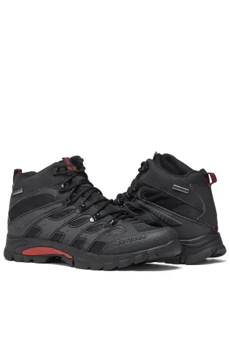 Unisex Qizil Qora Qulay Qolip Suv O'tkazmaydigan Xususiyatli Bog'ichli Unisex Bot - Qizil Qora - TONNY BLACK (1)