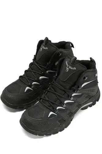 Unisex Qora Och Kulrang Qulay Qolip Suv O'tkazmaydigan Bog'ichli Unisex Bot - Qora Och Kulrang - TONNY BLACK (1)