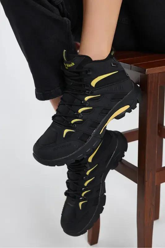 Unisex Qora Sariq Qulay Qolip Suv O'tkazmaydigan Bog'ichli Unisex Bot-Qora Sariq - 1