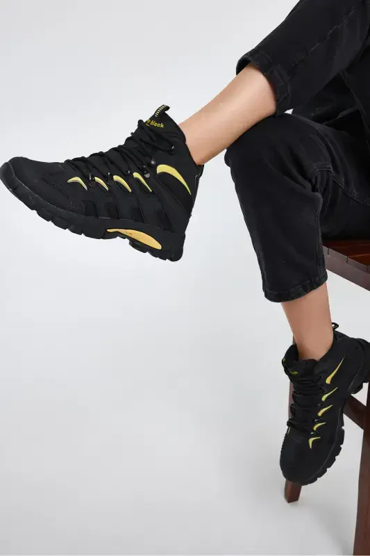 Unisex Qora Sariq Qulay Qolip Suv O'tkazmaydigan Bog'ichli Unisex Bot-Qora Sariq - 3