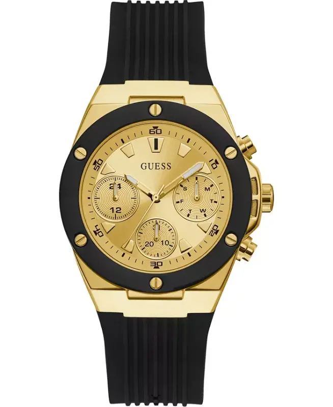 Unisex qora silikon tasma soat 39mm-Oltin - GUESS