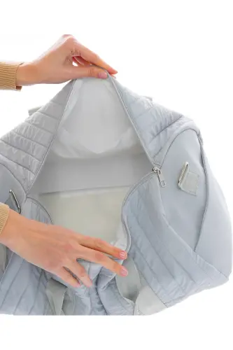 Unisex Quilted Pocketed Long Strap Women's and Men's Travel Fitness and Sports Bag-Gray - 6