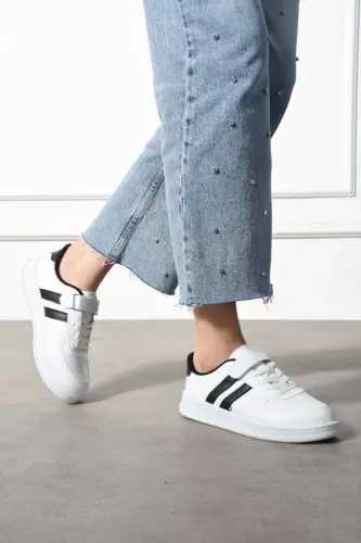 Unisex Rahat Spor Ayakkabı Günlük Sneaker Model - Beyaz SIYAH_20 - 5
