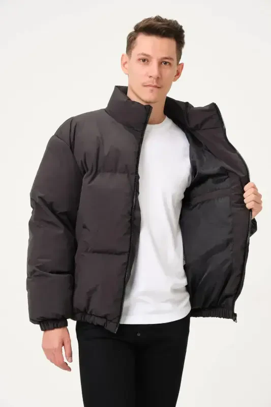 Unisex Rain Windproof Bomber Oversize Jacket Coat Waterproof-ANTHRACITE - 3
