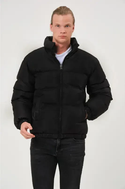 Unisex Rain Windproof Bomber Oversize Jacket Coat Waterproof Black-GLOSSY BLACK - 1