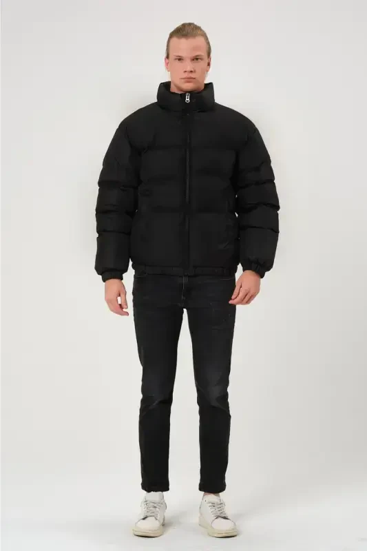 Unisex Rain Windproof Bomber Oversize Jacket Coat Waterproof Black-GLOSSY BLACK - 3