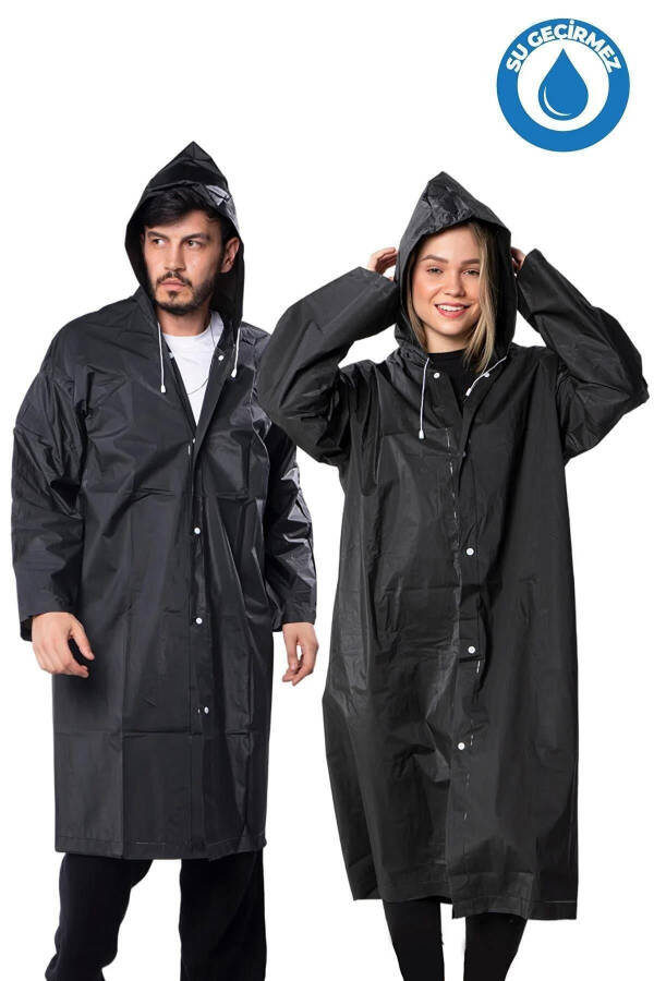 Unisex Raincoat with Hood, Snap Closure, Eva Black Raincoat Bymmrc881r03 - 9