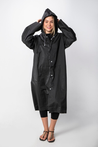 Unisex Raincoat with Hood, Snap Closure, Eva Black Raincoat Bymmrc881r03 - 10