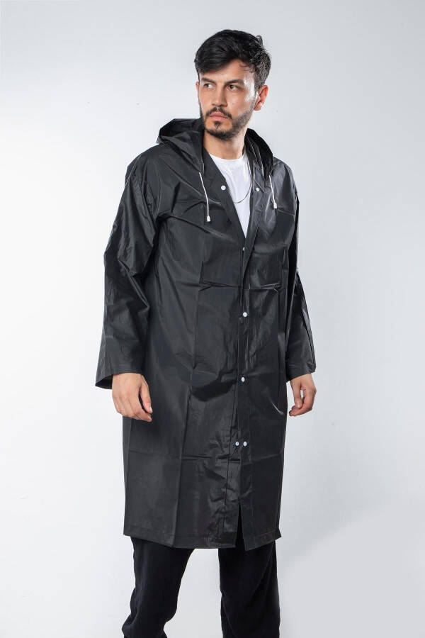 Unisex Raincoat with Hood, Snap Closure, Eva Black Raincoat Bymmrc881r03 - 11