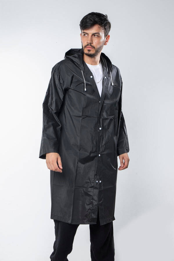 Unisex Raincoat with Hood, Snap Closure, Eva Black Raincoat Bymmrc881r03 - 3