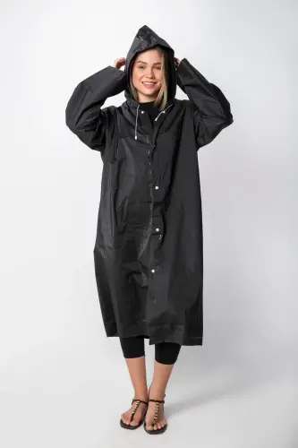 Unisex Raincoat with Hood, Snap Closure, Eva Black Raincoat Bymmrc881r03 - BY MARINE (1)