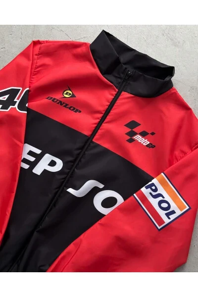 Unisex Retro Digital Parachute Fabric Oversize Printed Black Windbreaker Raincoat - GENEL MARKALAR (1)