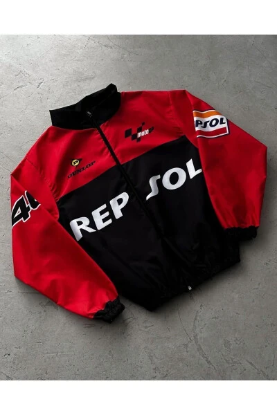 Unisex Retro Raqamli Parashyut Matosi Oversize Bosilgan Qora Shamollik Yomg'irlik - GENEL MARKALAR