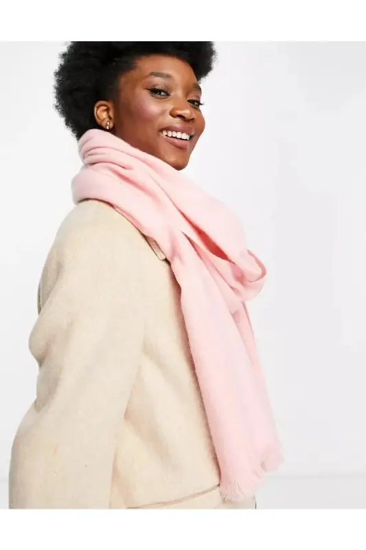 Unisex Sade Kalın Yumuşak Pembe Atkı - pembe - WEARFLAWLESS