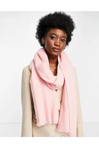 Unisex Sade Kalın Yumuşak Pembe Atkı - pembe - WEARFLAWLESS (1)