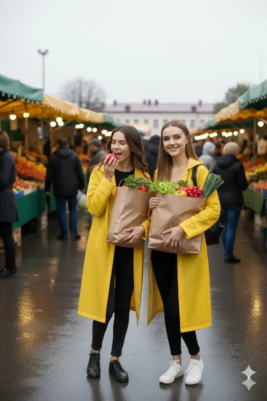Unisex Sarı Eva Kumaş Su Rüzgar Geçirmez Yağmurluk Taraftar Yağmurluğu - Sarı - 6
