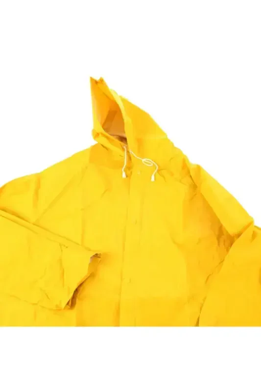 Unisex Sariq Pvx Yomg'ir Palto Xxl Chitmali Model Qalin-SARIQ - 4