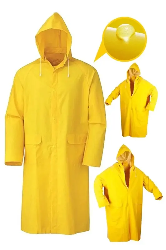 Unisex Sariq Pvx Yomg'ir Palto Xxl Chitmali Model Qalin-SARIQ - 1