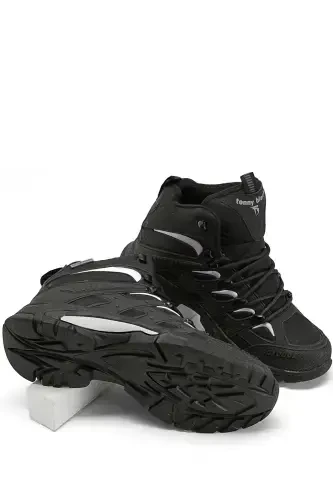 Unisex Siyah Açık Gri Rahat Kalıp Suı İtici Özellikli Bağcıklı Unisex Bot-Siyah Açık Gri - 3