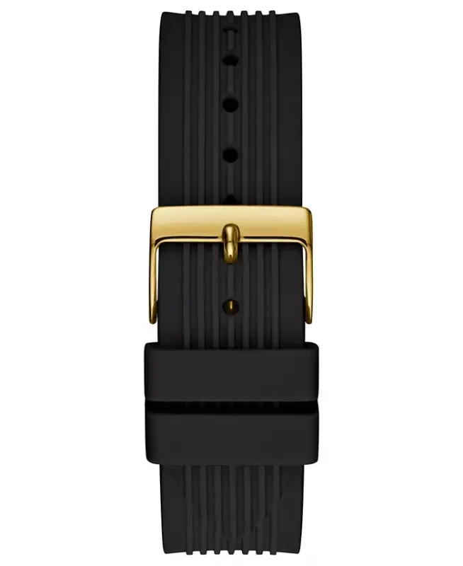 Unisex Black Silicone Strap Watch 39mm - Gold - 3
