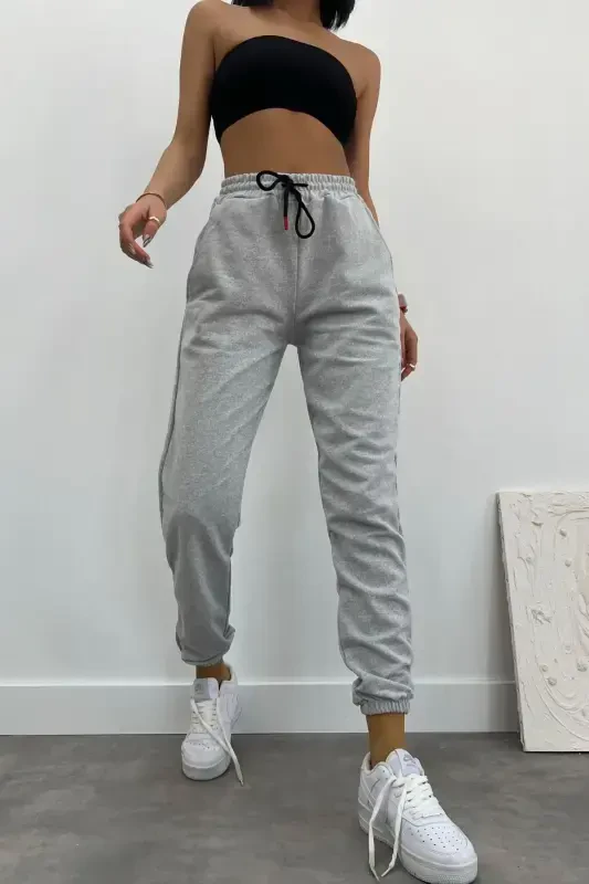Unisex Slim Fit Jogger Sweatpants-Gray Melange - 5