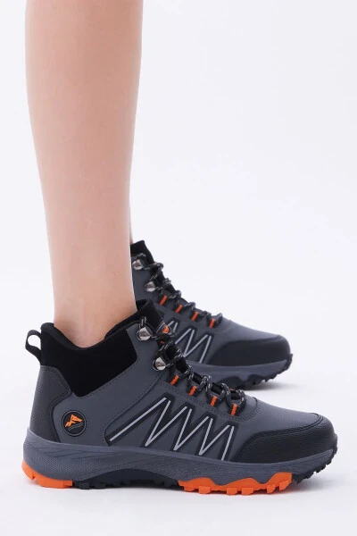 Unisex Smoke Orange Casual Fit Lace-Up Boots - TONNY BLACK (1)