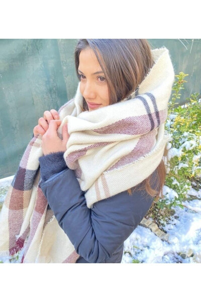 Unisex Soft Textured Scarf with Beige Stripes - 3