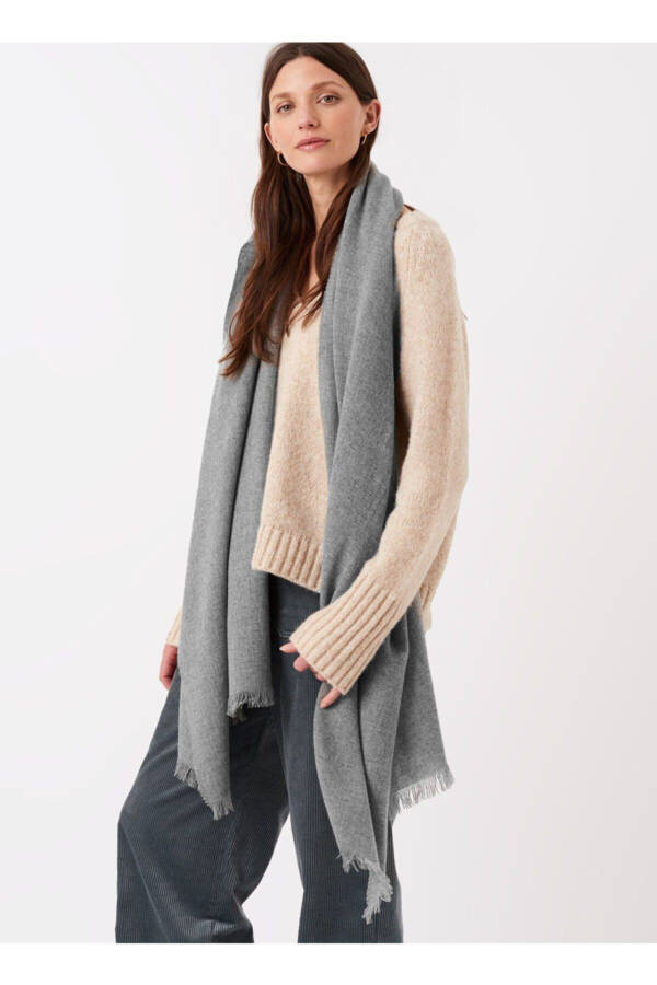 Unisex Solid Gray Thick Soft Scarf - 1